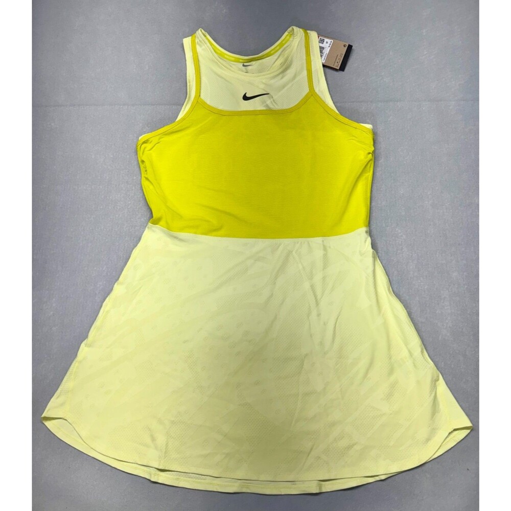 NIKE COURT Dri-FIT Slam Melbourne Tennis Dress Womens L Yellow FZ6463-331 ($130)